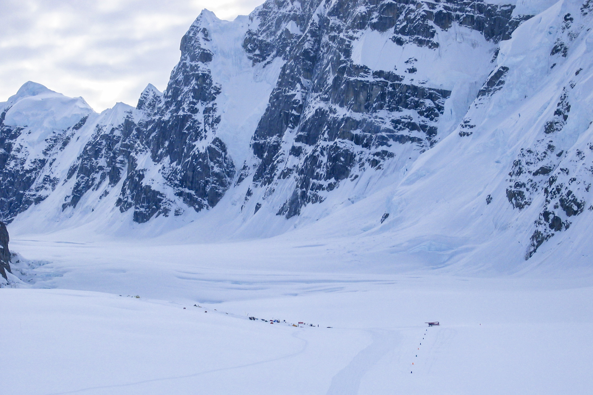 Flying into Base Camp